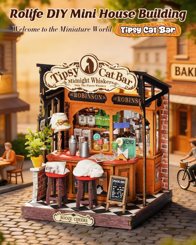 Rolife Tipsy Cat Bar DIY Miniature Dollhouse Kit