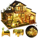 DIY Miniature House Kit, DIY Dollhouse Kit for Adults to Build, Mini House Kit with LED, Model Building Diorama Kits, Ideal Gifts for Birthday, Valentine Christmas(Janpanese House)