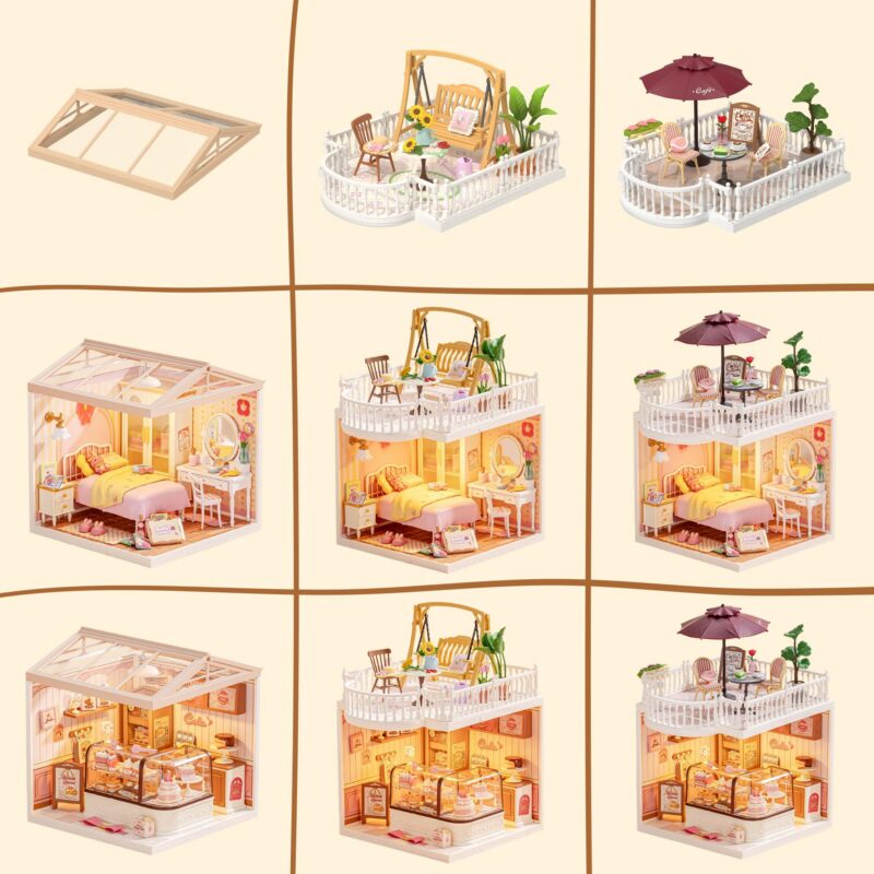 Robotime Tasty Cake Shop DIY Miniature House Kit with LED