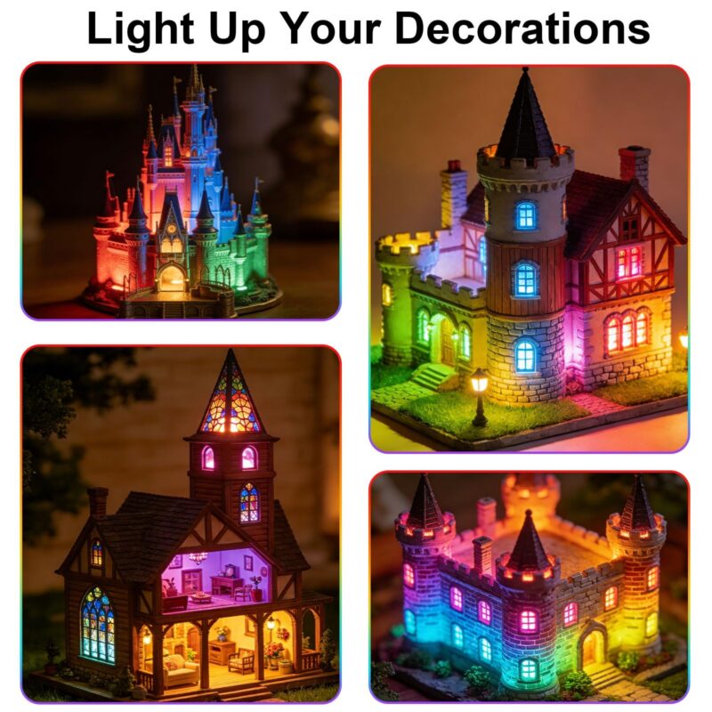 12-Pack Mini RGB LED Lights, Battery Powered