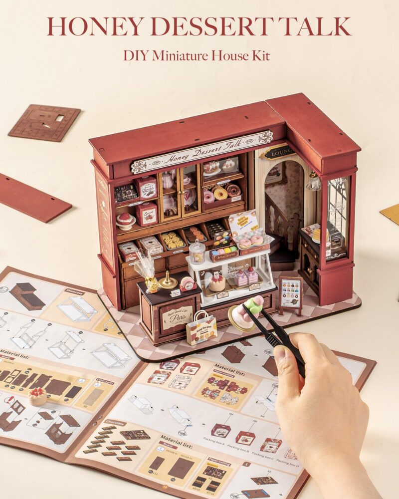 Rolife Vintage French Dessert Shop DIY Miniature House Kit with LED