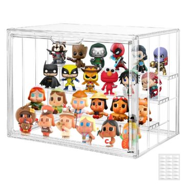 Acrylic Display Case for Collectibles, 4 Layer Adjustable Clear Figure Display Cases with Magnetic Door, Large Stackable Showcase Display Cabinet Box for Figures
