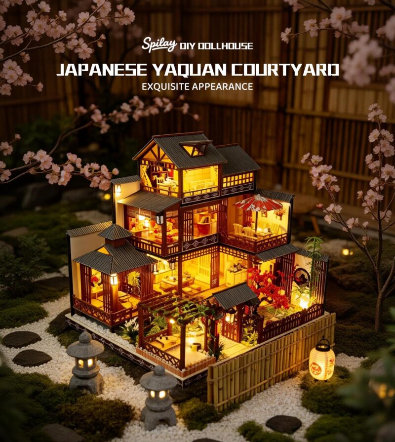 Spilay Yaquan Courtyard DIY Miniature House Kit with LED