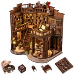 3DVASE Book Nooks for Adults, DIY Miniature Dollhouse Book Nook Kit, Model Kits Craft Kits for Adults, 3D Wooden Puzzle Book Nook Craft Bookshelf Decor, Adult Craft Kits Gift with Led Light
