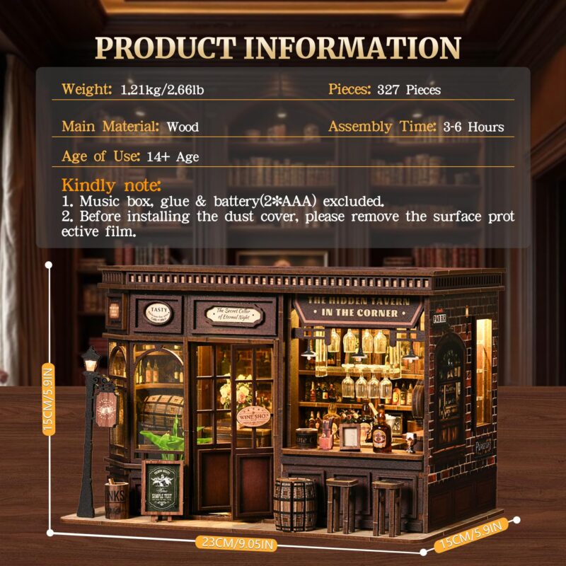 Sunnino Corner Tavern DIY Book Nook Kit with LED