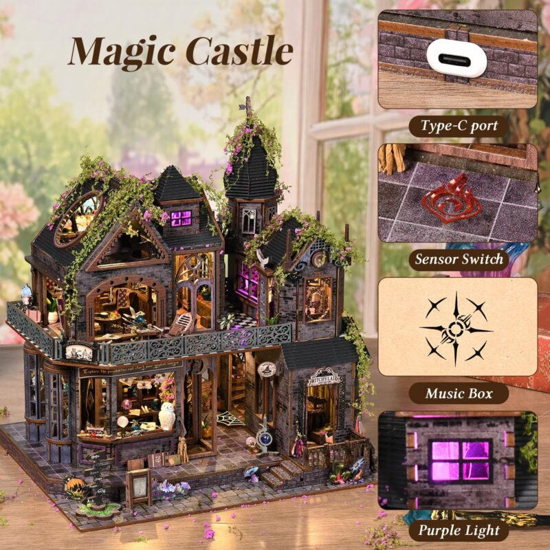 Droicc Gothic Witch House Dollhouse Kit with LED