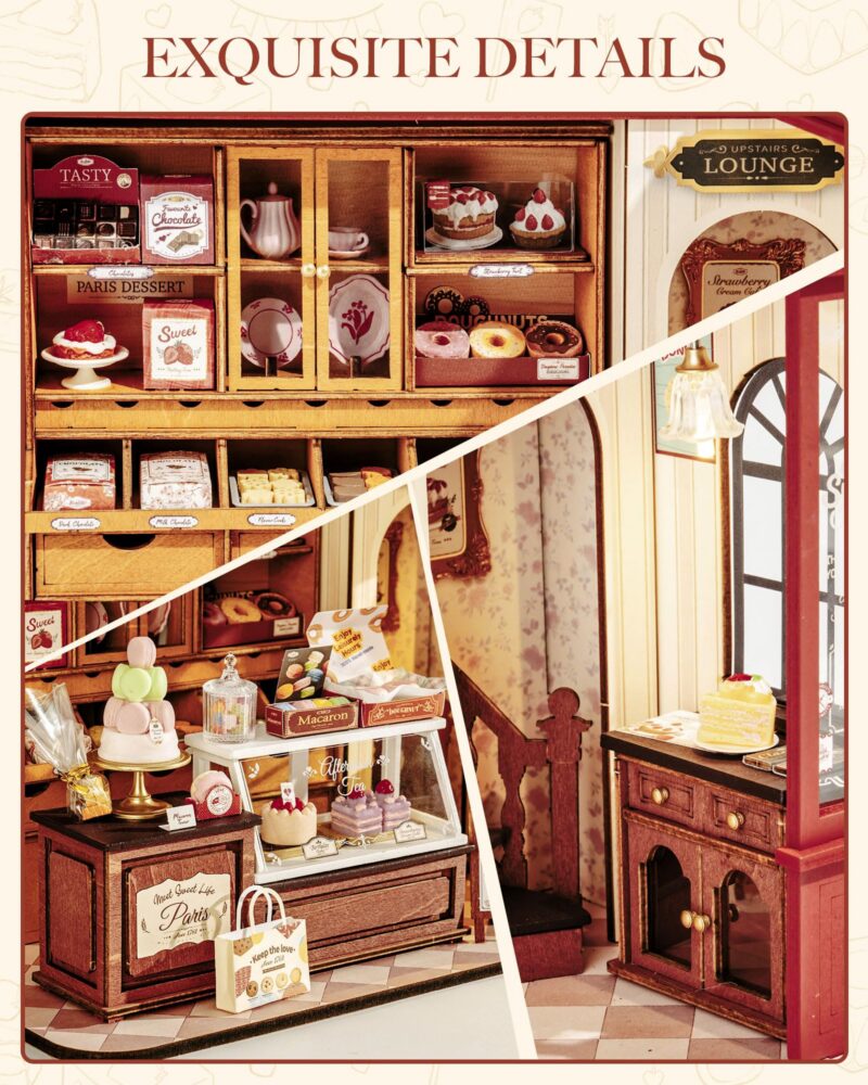 Rolife Vintage French Dessert Shop DIY Miniature House Kit with LED