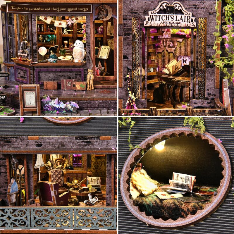 Droicc Gothic Witch House Dollhouse Kit with LED