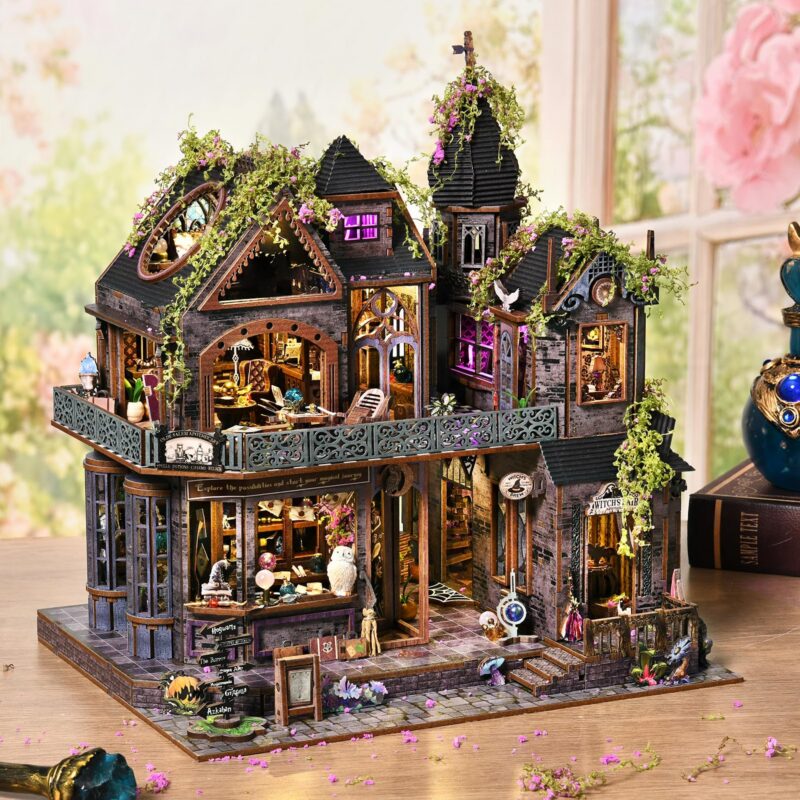 Droicc Gothic Witch House Dollhouse Kit with LED