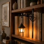 Library Lantern Bookshelf Lamp, Warm Amber LED