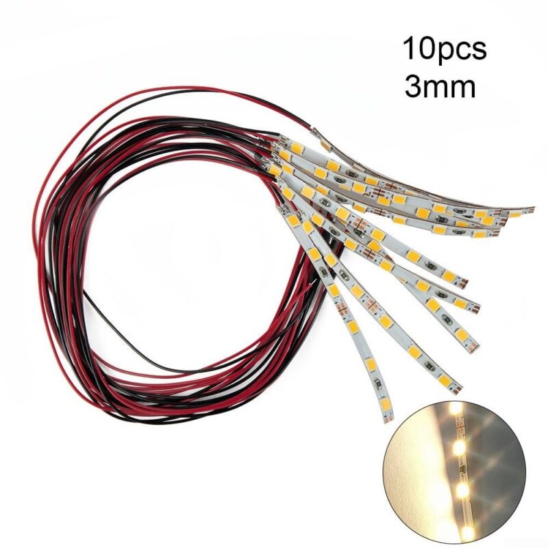 Pre-Wired 12V LED Strip for Dollhouse & Model Scenery (Warm White)