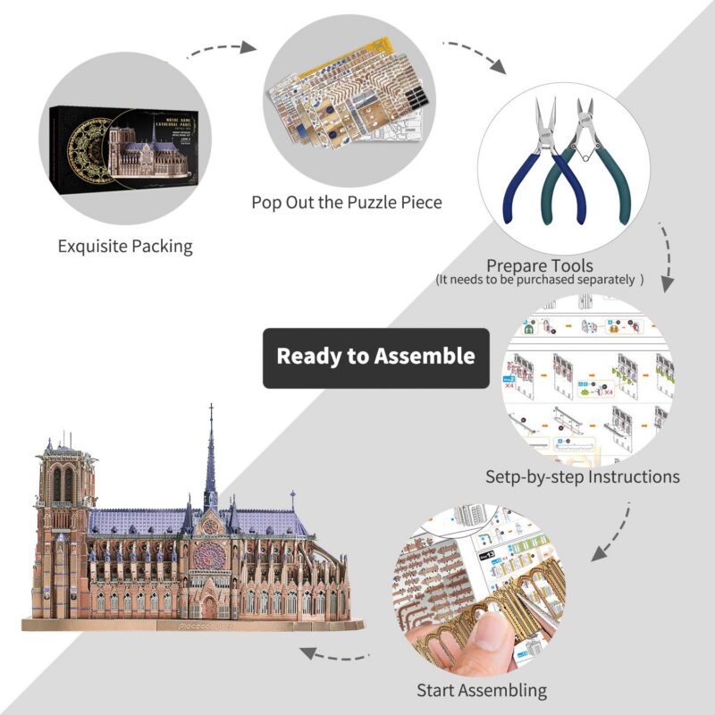 Piececool Notre-Dame Cathedral 3D Metal Model Kit (382 Pcs)