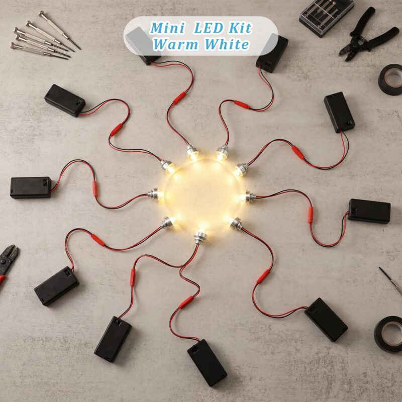8-Set Dollhouse LED Lighting Kit with Switch (Warm White)