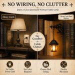 Library Lantern Bookshelf Lamp, Warm Amber LED