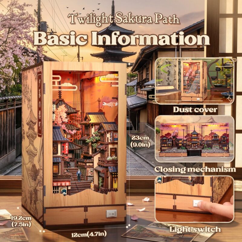 Cutebee Twilight Sakura Path DIY Book Nook Kit