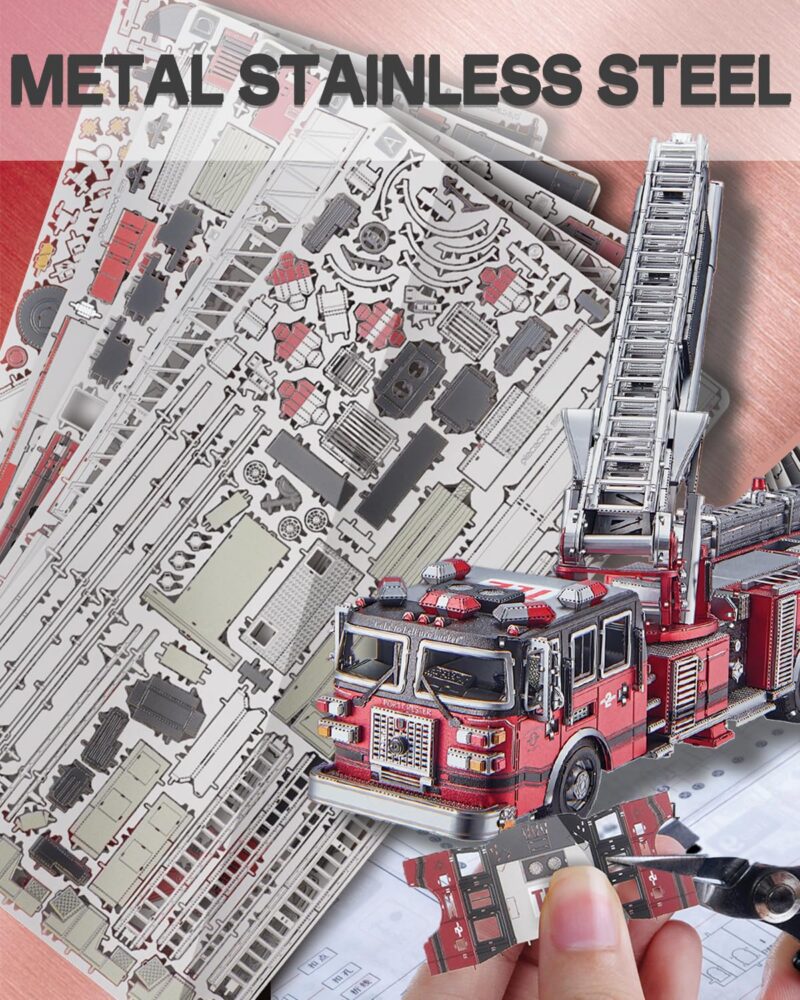 Piececool Ladder Truck Fire Engine 3D Metal Model Kit (354 Pcs)