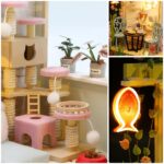 Cutebee Cat Coffee Garden DIY Miniature House Kit with LED