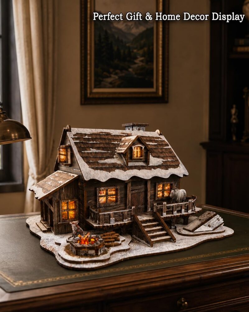 Astshun Winter Cabin 3D Wooden Puzzle with LED