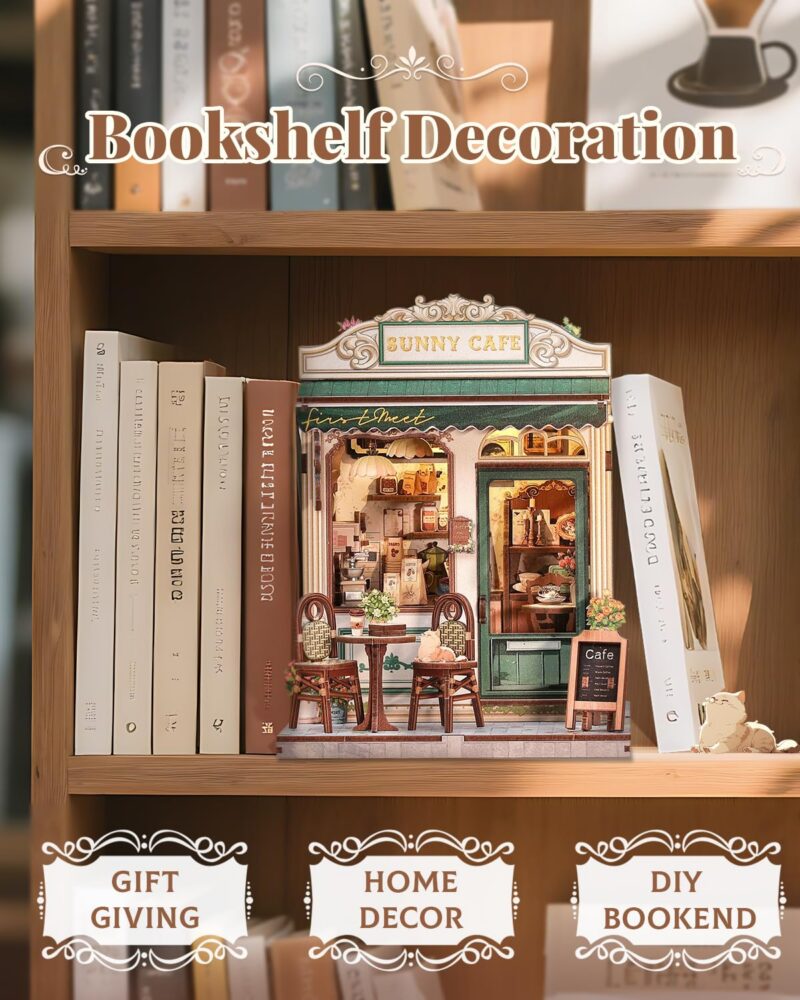 Cutebee Sunny Cafe DIY Book Nook Kit with LED