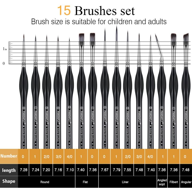 Pandafly Detail Paint Brush Set (15-Piece)