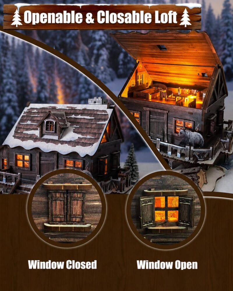 Astshun Winter Cabin 3D Wooden Puzzle with LED