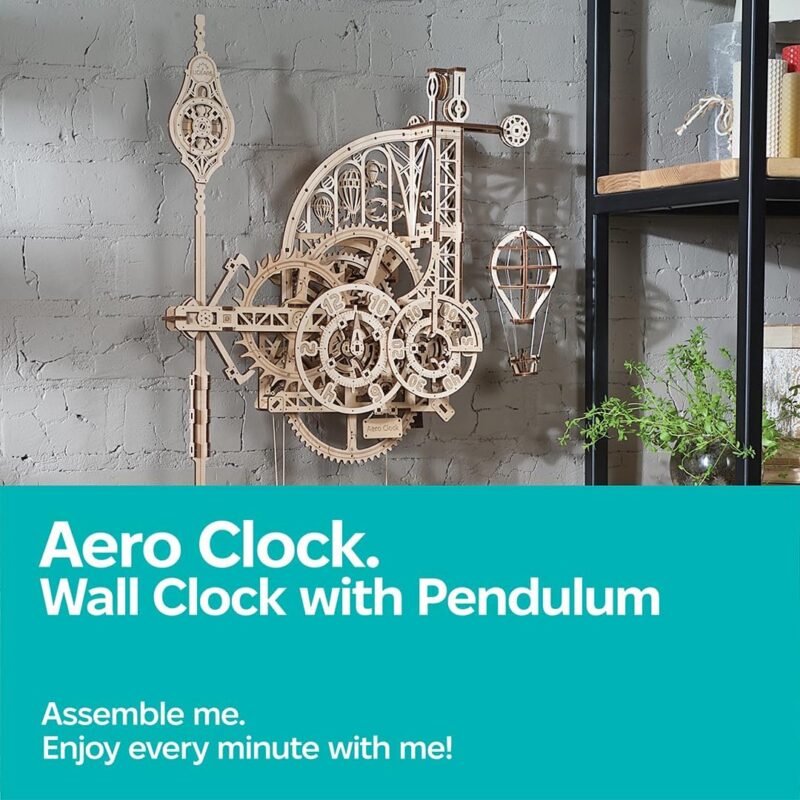Ugears Aero Clock 3D Wooden Puzzle with Pendulum — view 2