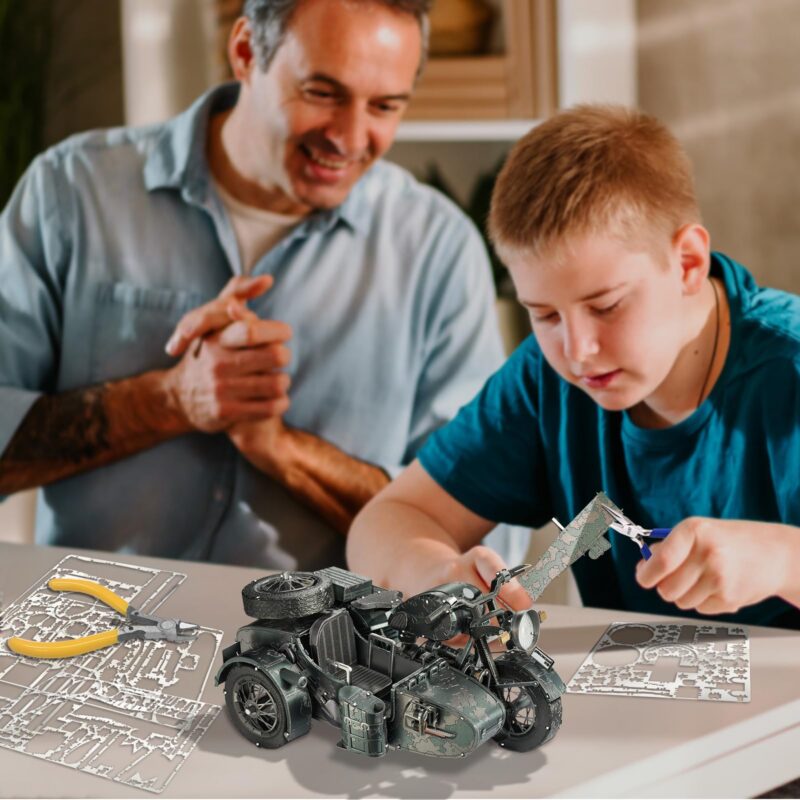 Piececool Motorcycle with Sidecar 3D Metal Model Kit