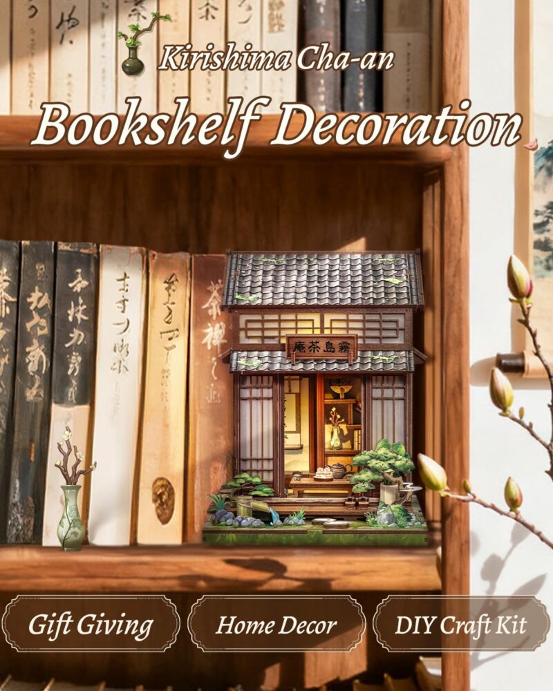 Cutebee Japanese Tea House DIY Book Nook Kit with LED