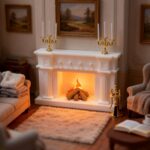 Cyraft 1:12 Dollhouse Fireplace Set with Animated LED Fire