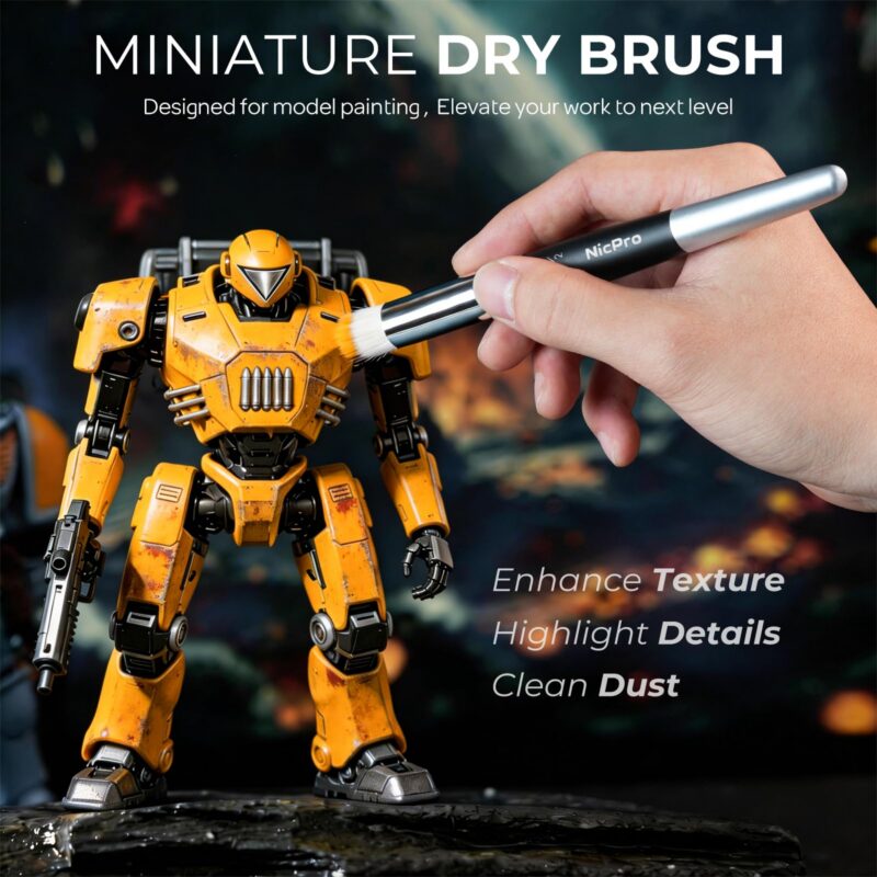Nicpro Miniature Paint Brush & Drybrush Set (21-Piece)