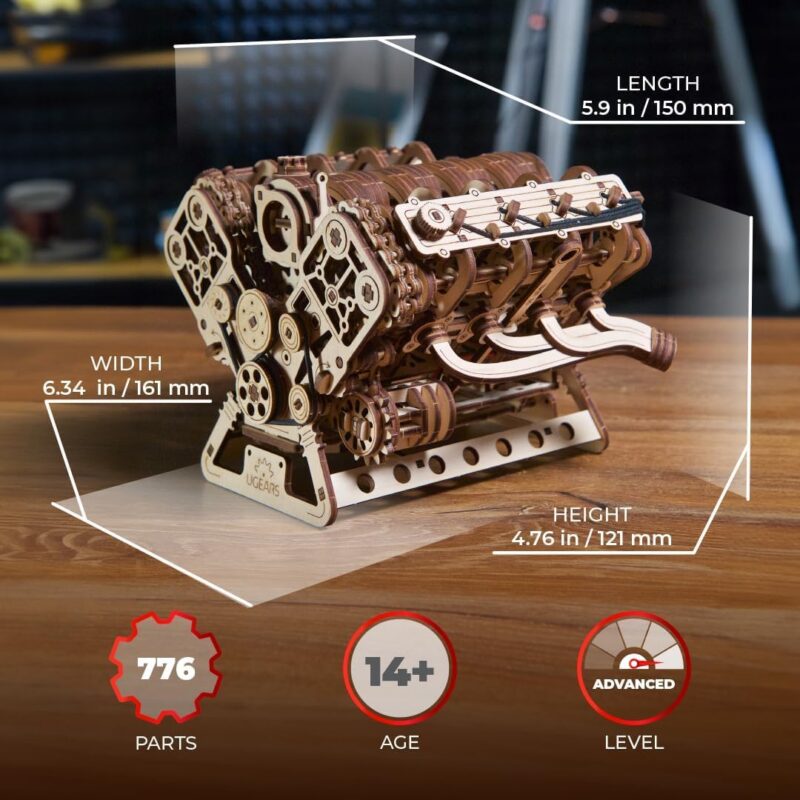 Ugears V8 Engine 3D Wooden Puzzle — view 2