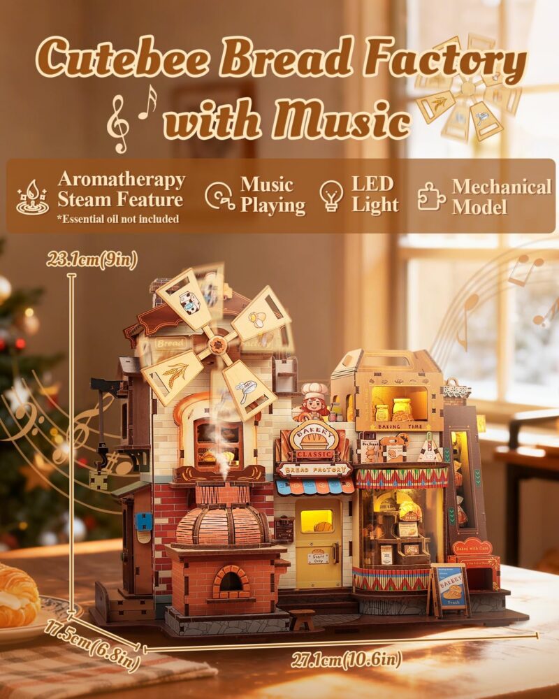 Cutebee Bread Factory 3D Wooden Puzzle with LED