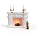 Cyraft 1:12 Dollhouse Fireplace Set with Animated LED Fire