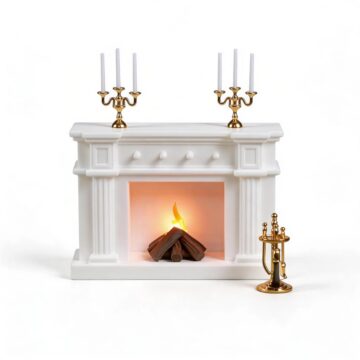 Cyraft 1:12 Dollhouse Fireplace Set with Animated LED Fire
