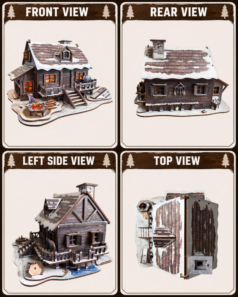 Astshun Winter Cabin 3D Wooden Puzzle with LED