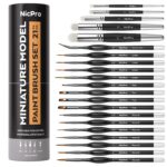 Nicpro Miniature Paint Brush & Drybrush Set (21-Piece)