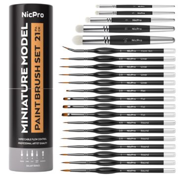 Nicpro Miniature Paint Brush & Drybrush Set (21-Piece)