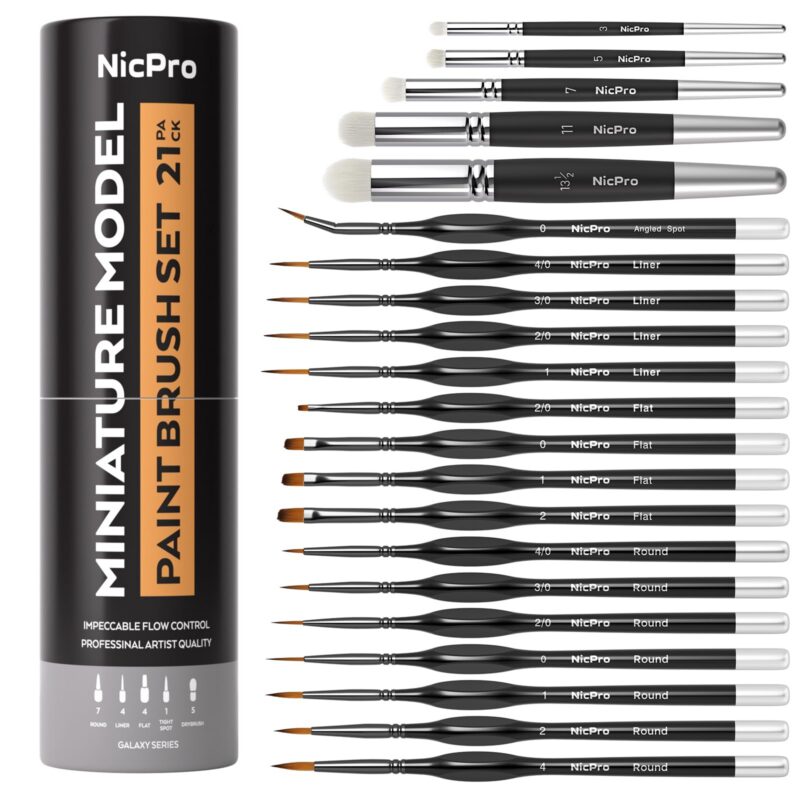 Nicpro Miniature Paint Brush & Drybrush Set (21-Piece) Nicpro Miniature Paint Brush & Drybrush Set (21-Piece)