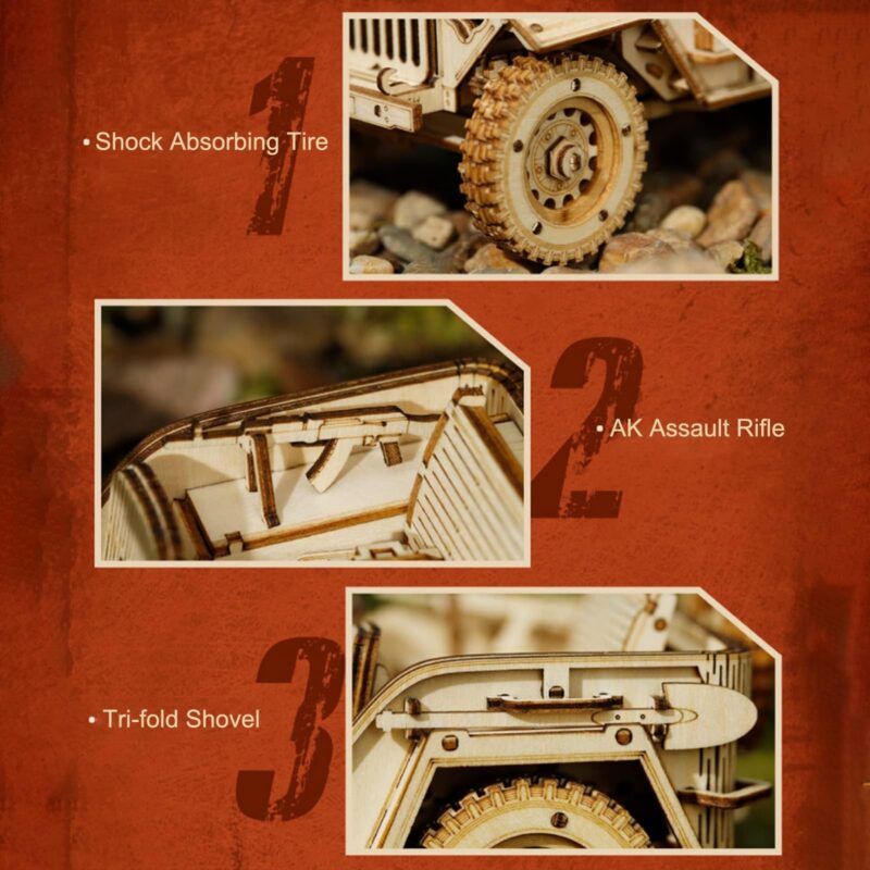 Rokr Army Field Car 3D Wooden Puzzle — view 3