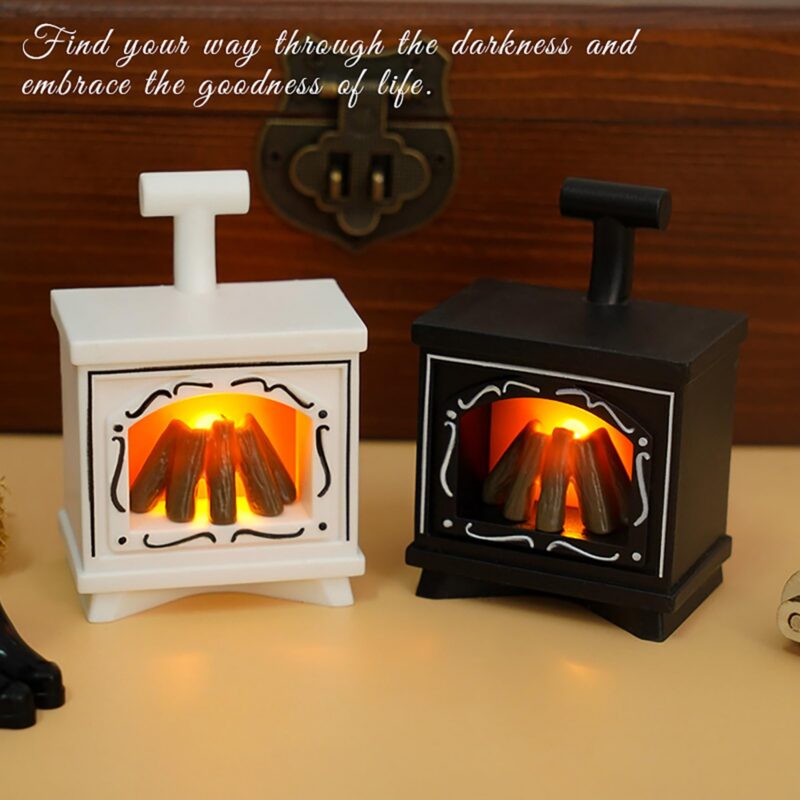 Gxsterd 1:12 Dollhouse Fireplace with LED Flame (2-Pack)