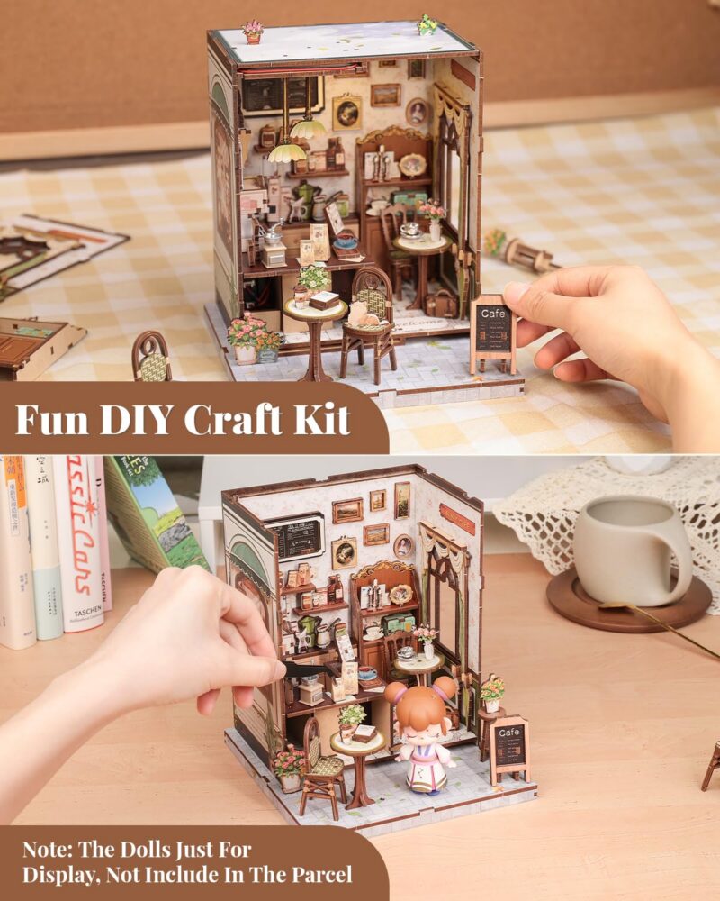 Cutebee Sunny Cafe DIY Book Nook Kit with LED