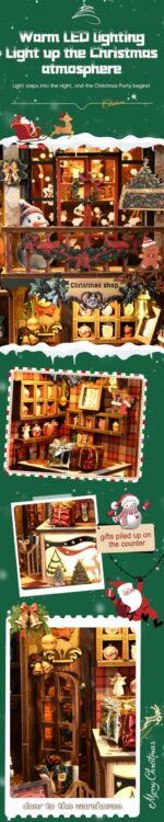 Nextips Musical Christmas Shop DIY Book Nook Kit with LED