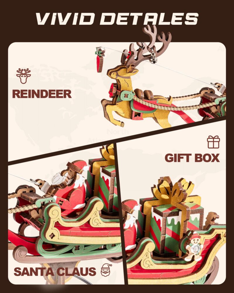 Rokr Santa on Sleigh 3D Wooden Puzzle