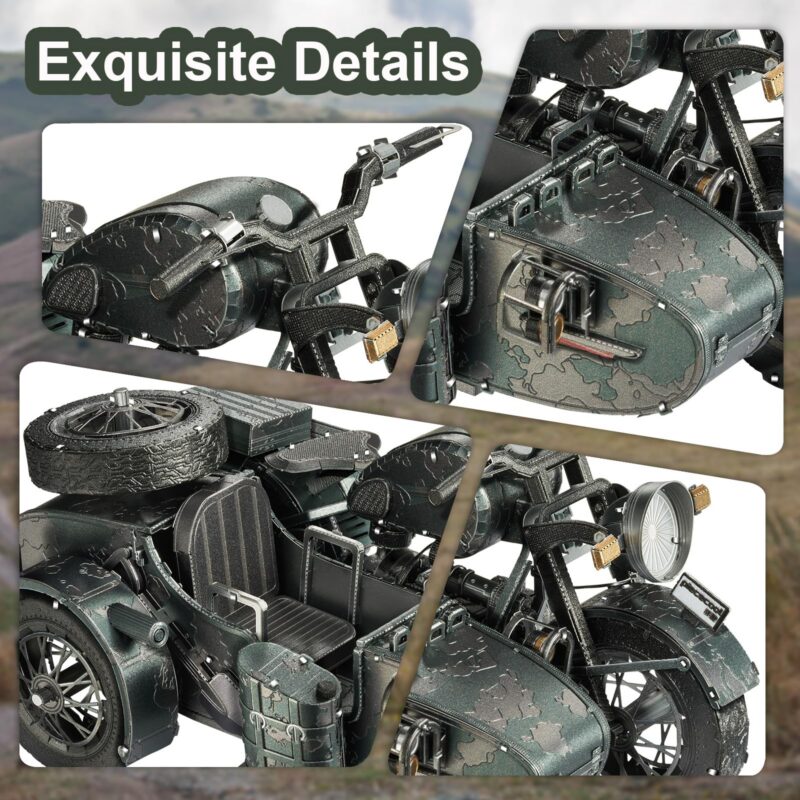 Piececool Motorcycle with Sidecar 3D Metal Model Kit