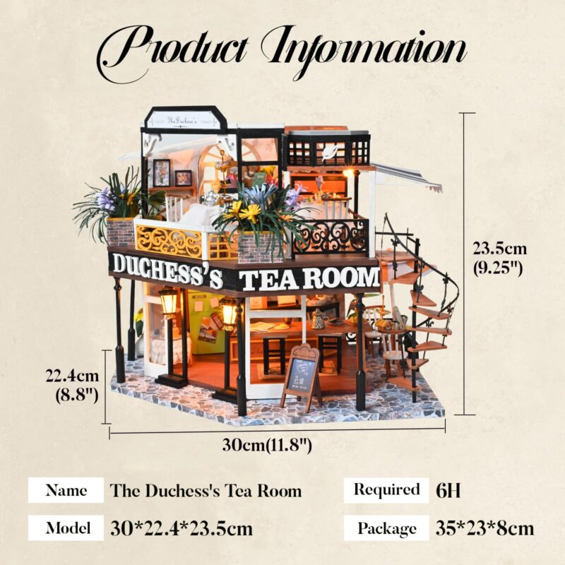 Cutebee The Duchess's Tea Room DIY Miniature House Kit with LED