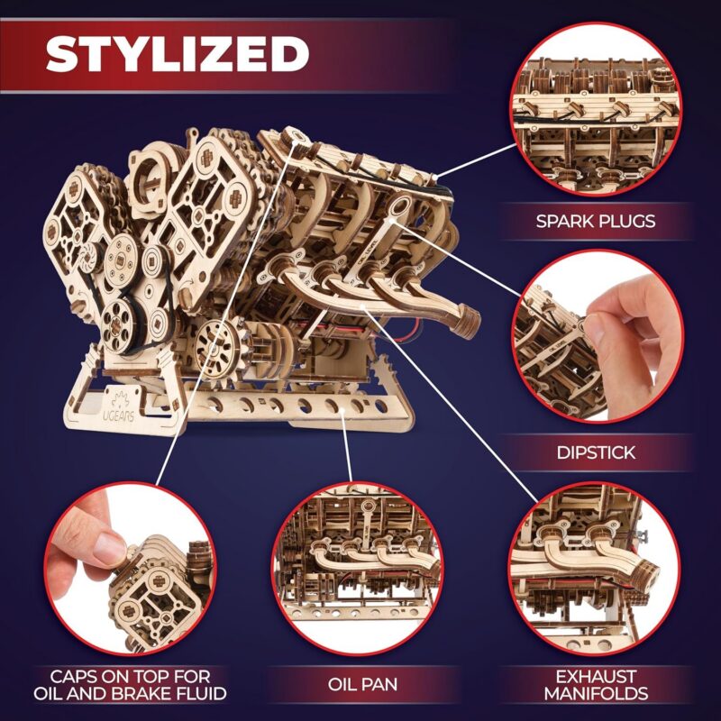 Ugears V8 Engine 3D Wooden Puzzle — view 4