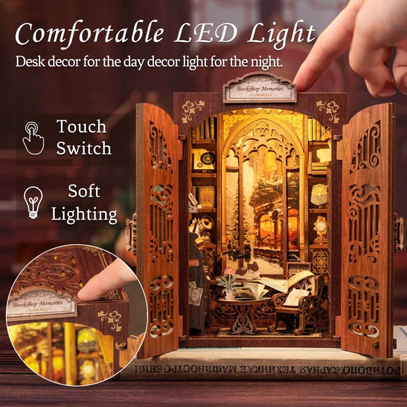 Cutebee Bookshop Memories DIY Book Nook Kit with LED