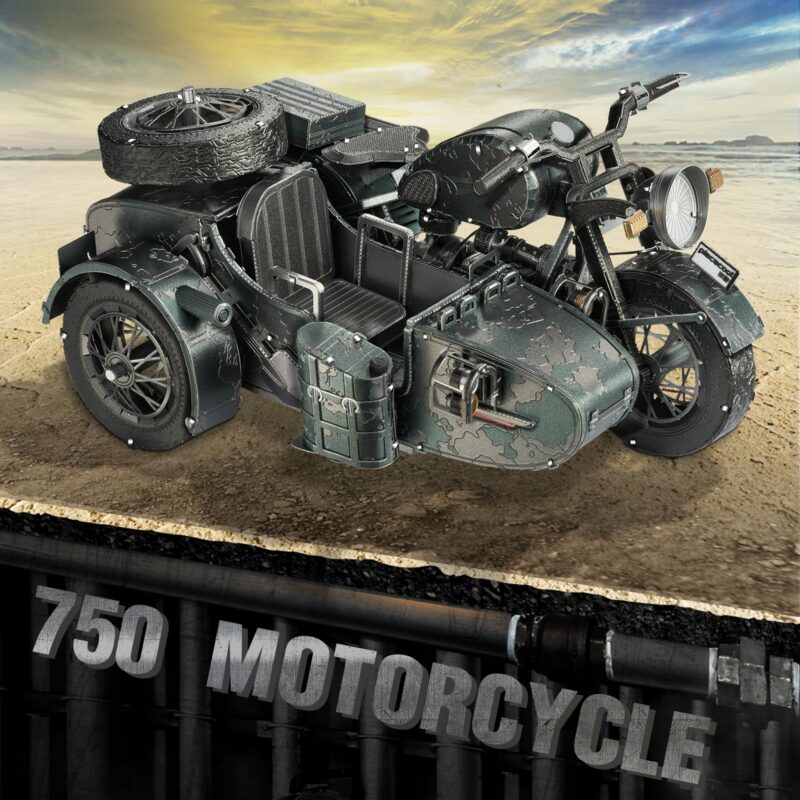 Piececool Motorcycle with Sidecar 3D Metal Model Kit