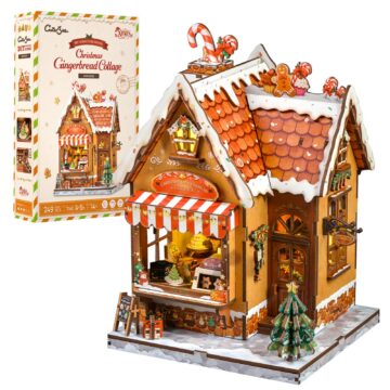 Cutebee Christmas Gingerbread Cottage DIY Miniature House Kit with LED