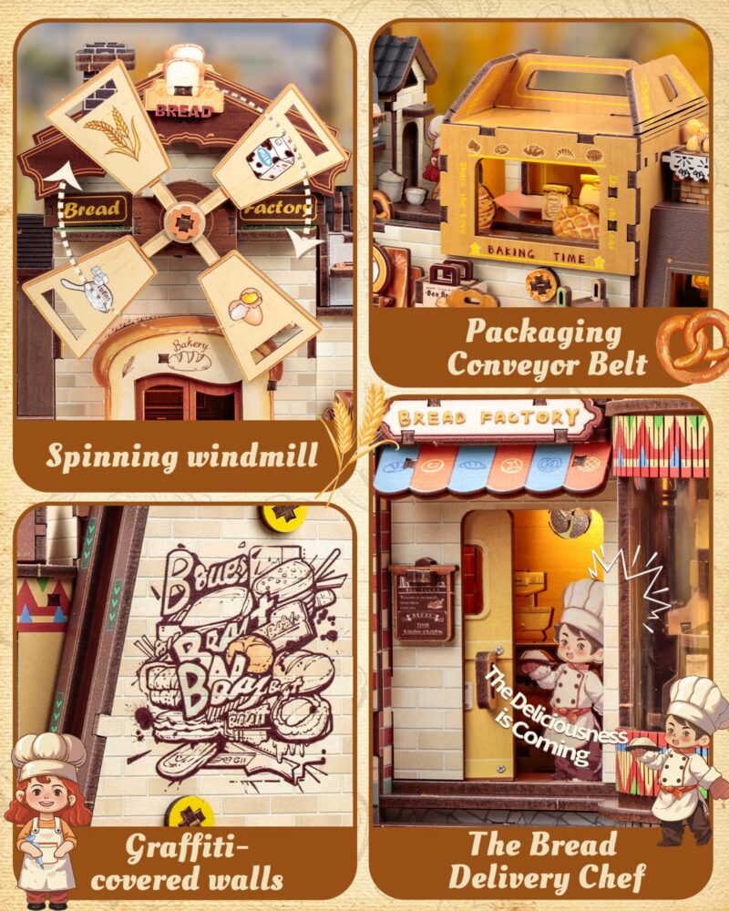 Cutebee Bread Factory 3D Wooden Puzzle with LED